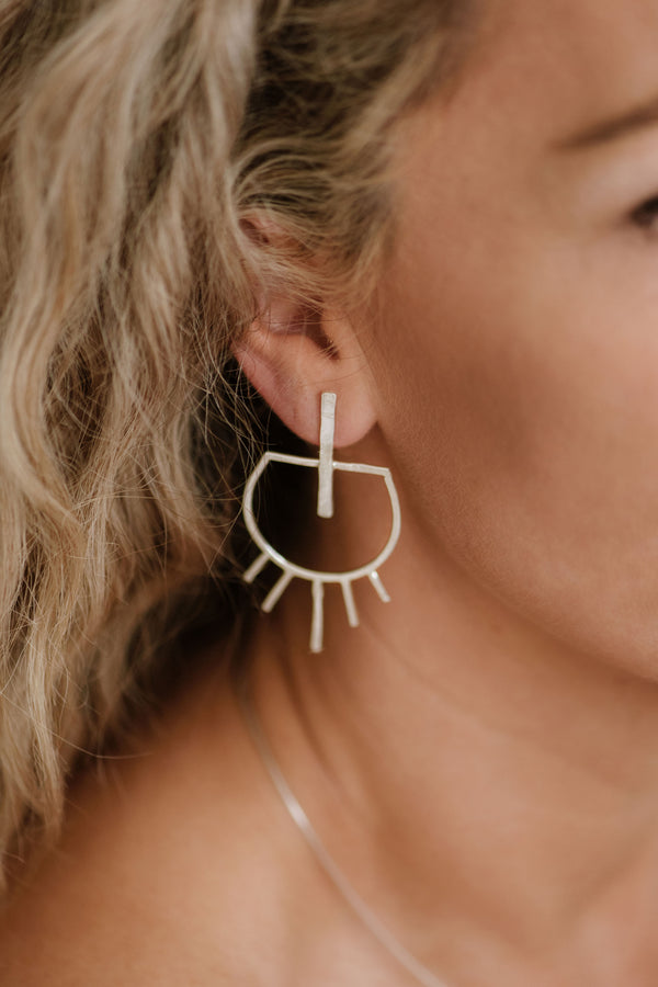 Sunrise - Large silver earring