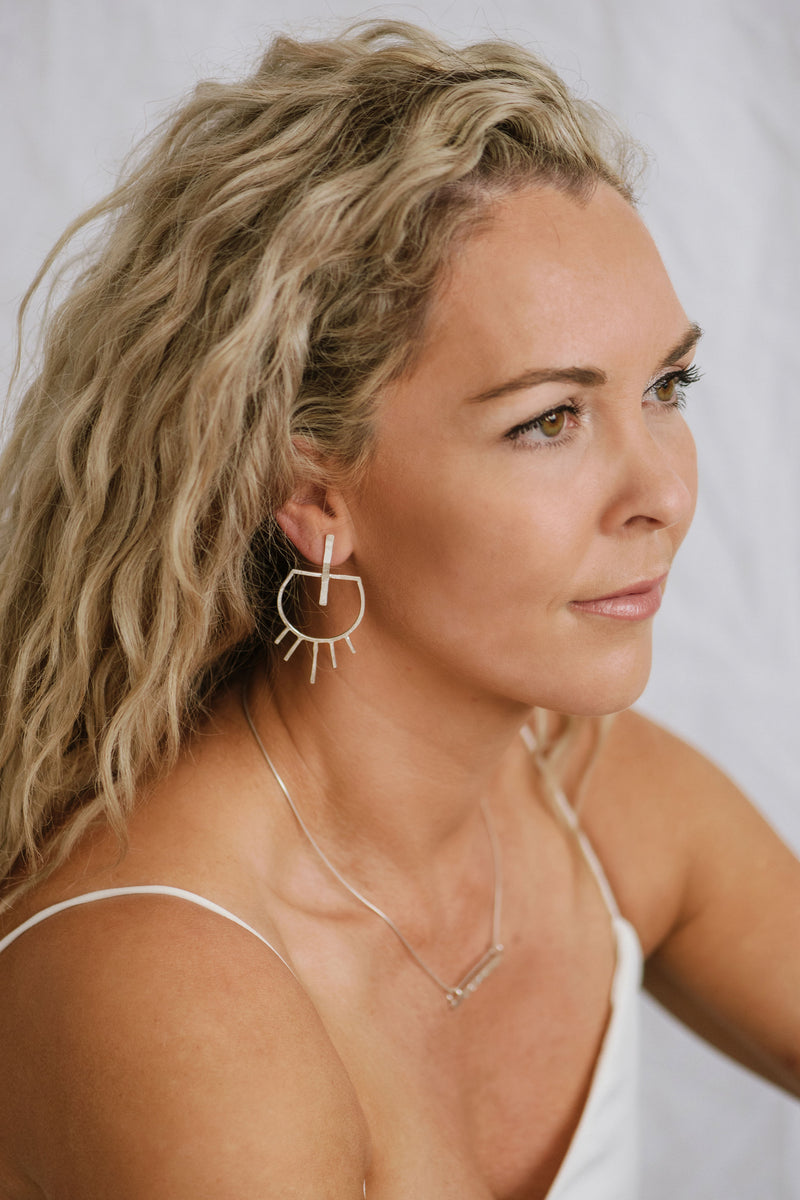 Sunrise - Large silver earring
